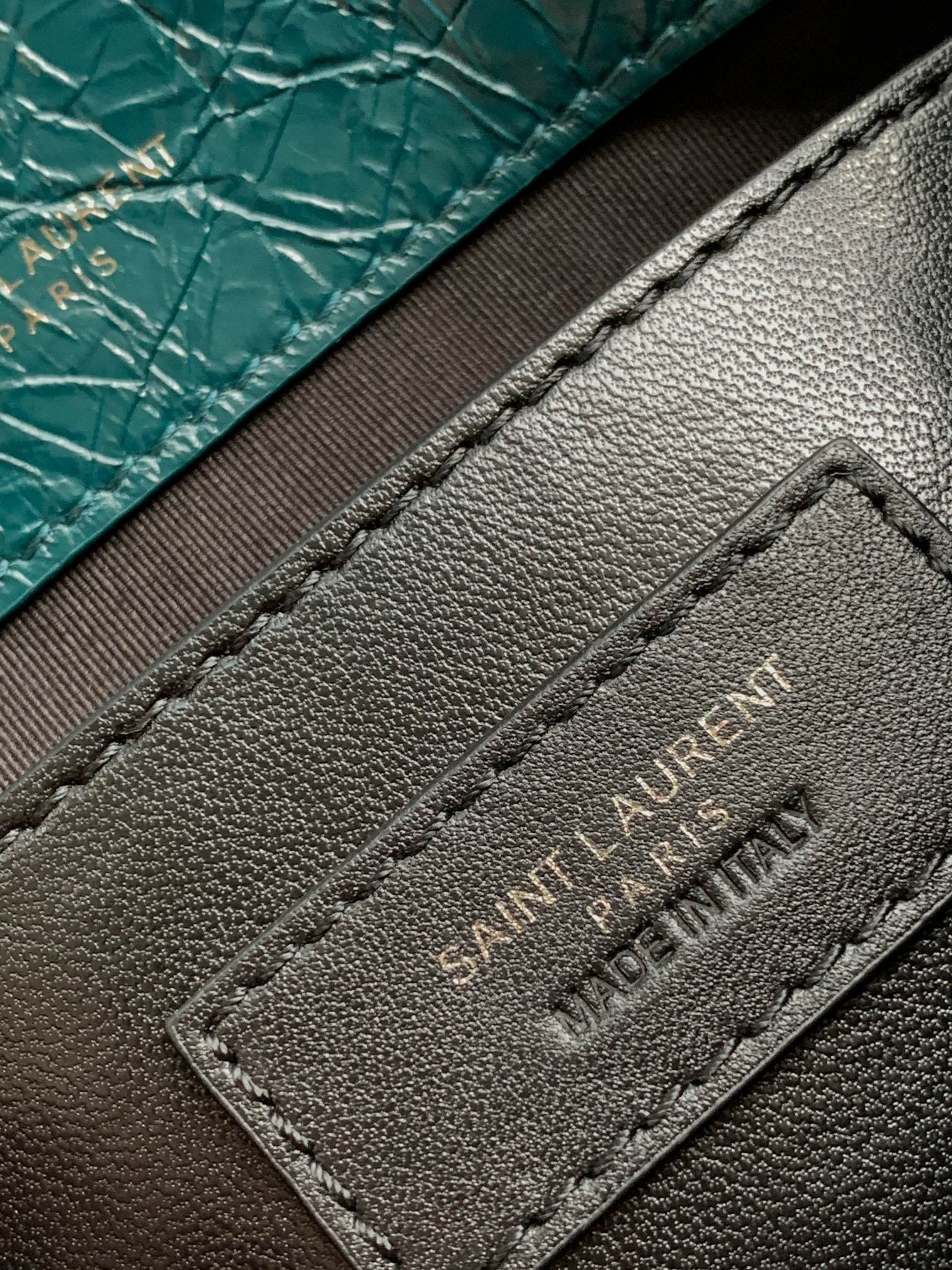 YSL NIKI BABY IN VINTAGE LEATHER BLUE 8.2 X 6 X 2.9 INCHES