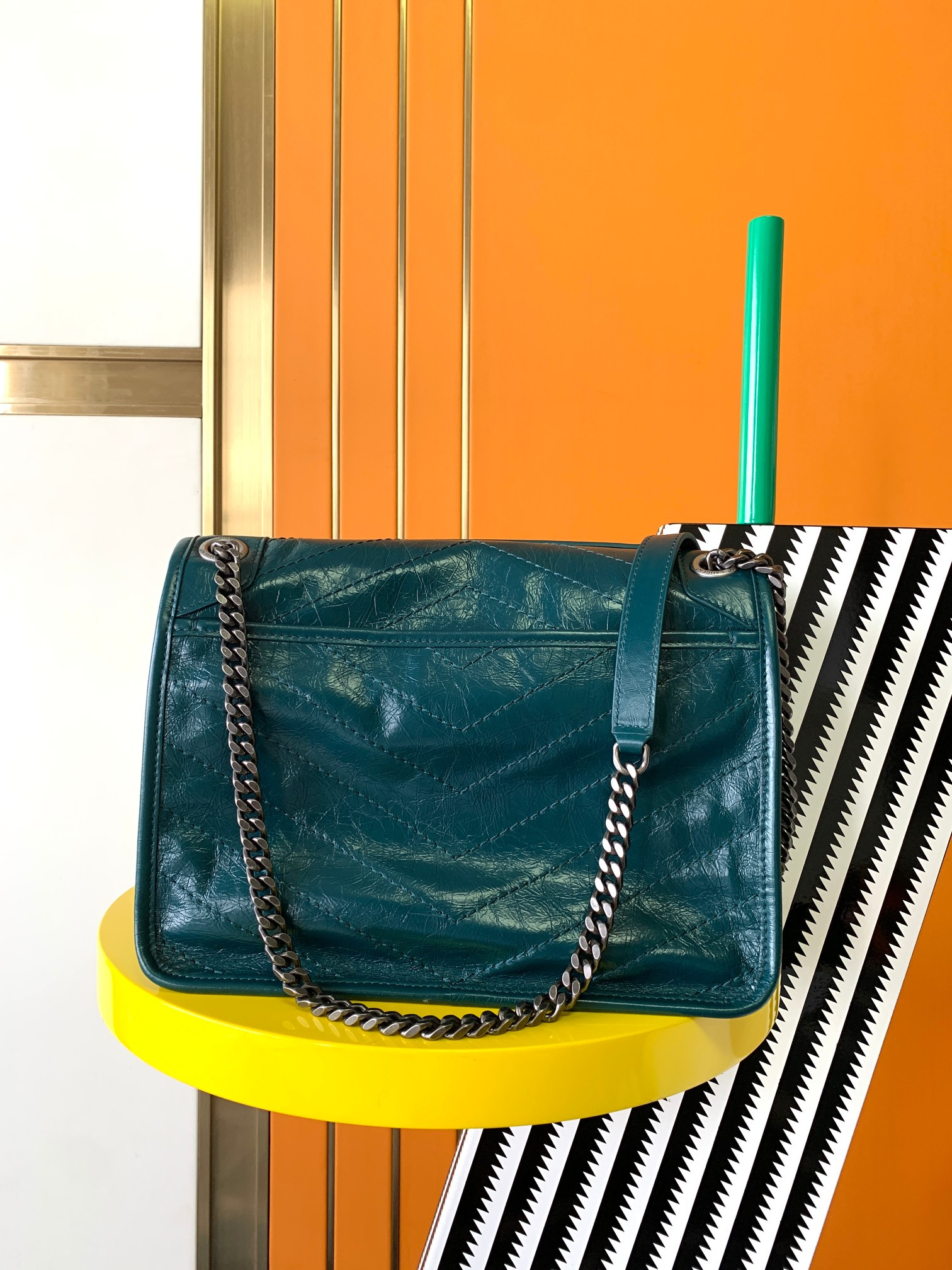 YSL NIKI MEDIUM IN VINTAGE LEATHER 11 X 7.8 X 3.3 INCHES