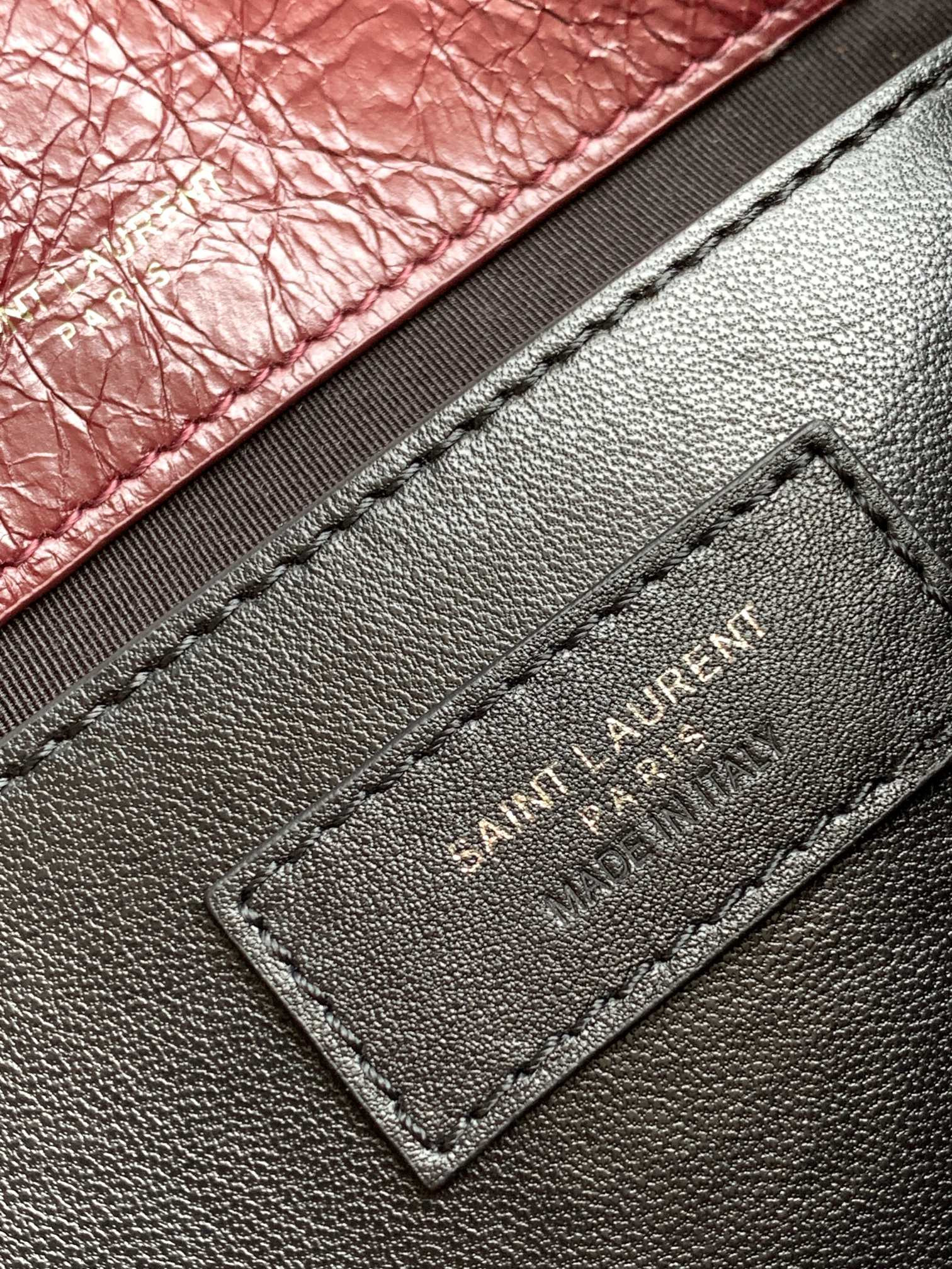YSL NIKI BABY IN VINTAGE LEATHER Claret 8.2 X 6 X 2.9 INCHES