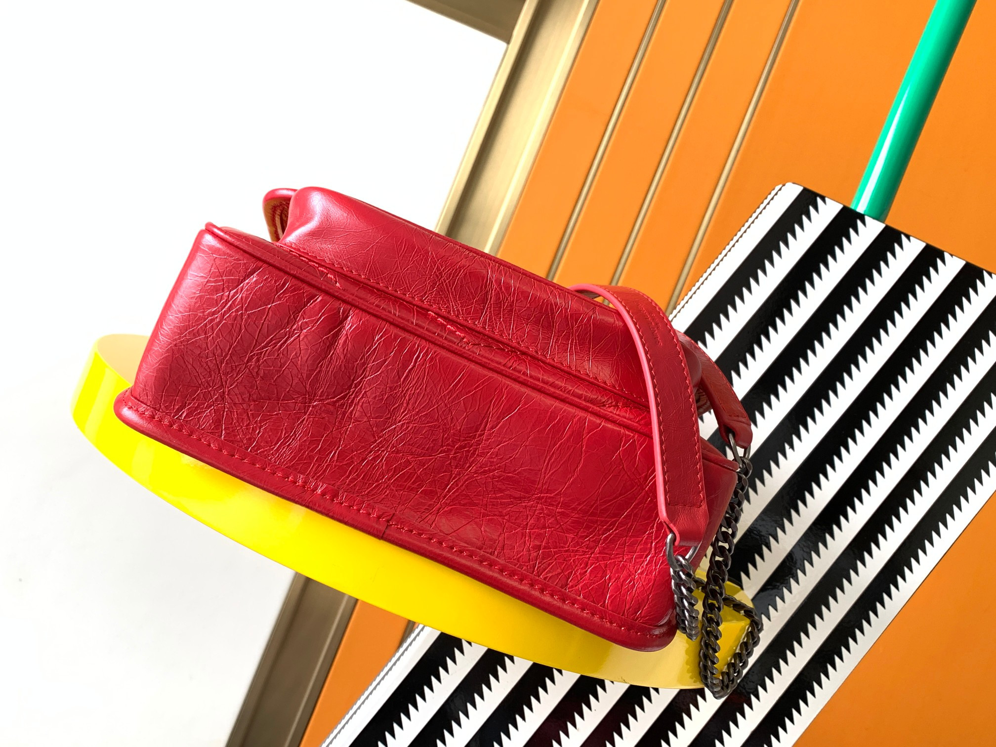 YSL NIKI BABY IN VINTAGE LEATHER RED 8.2 X 6 X 2.9 INCHES