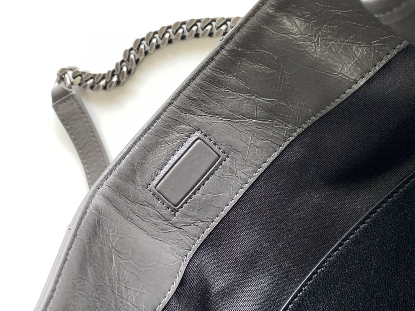 YSL NIKI SHOPPING IN VINTAGE LEATHER GRAY 12.9 X 10.6 X 4.5 INCHES