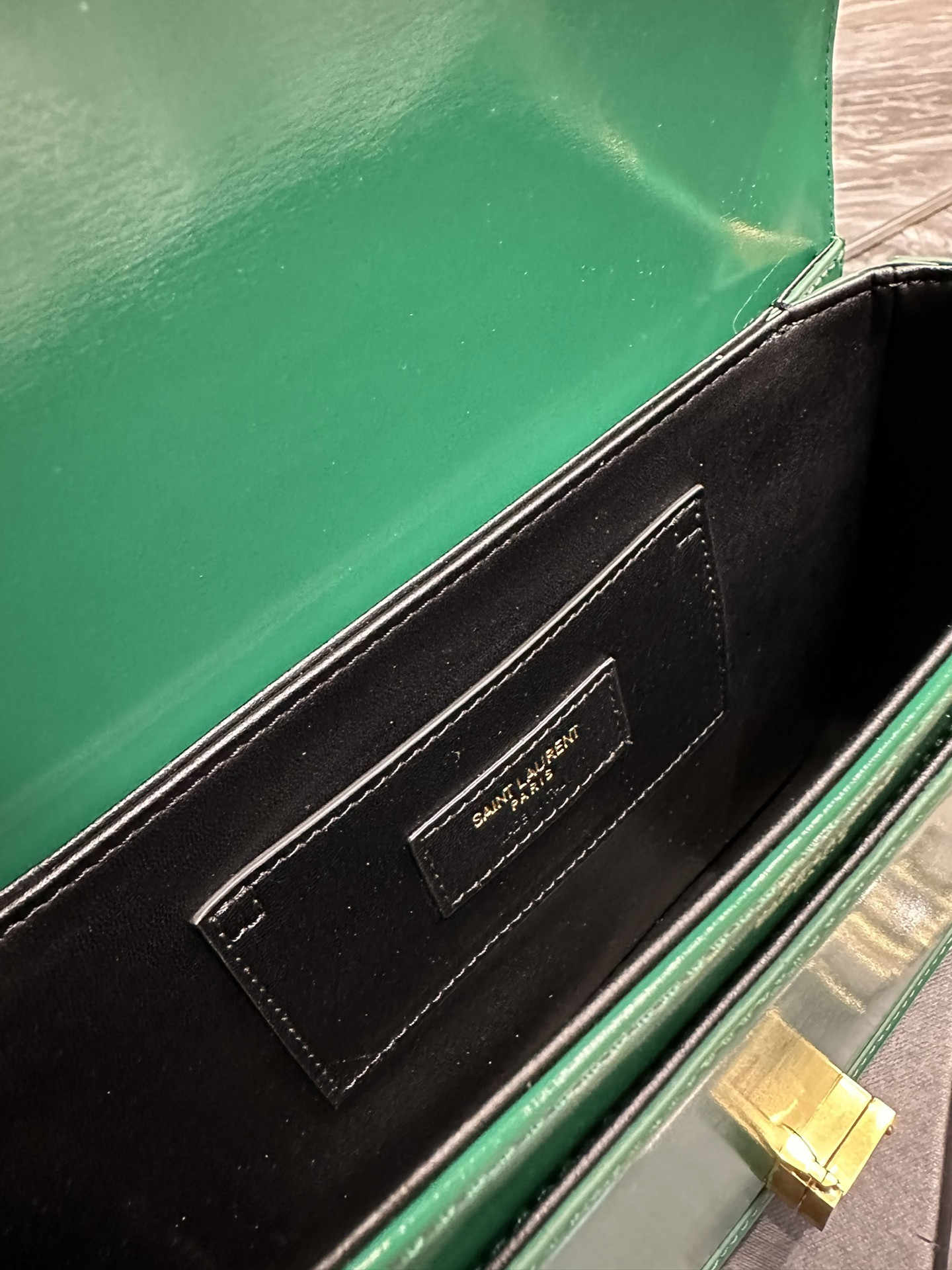 YSL SOLFERINO MEDIUM SATCHEL IN BOX SAINT LAURENT GREEN 9.1 X 6.3 X 2.4 INCHES