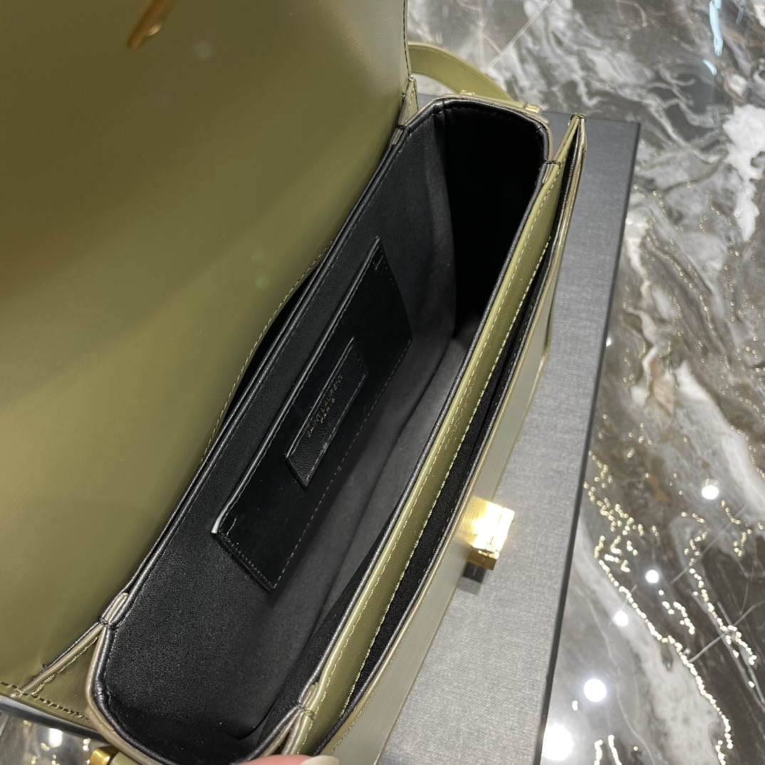YSL SOLFERINO MEDIUM SATCHEL IN BOX SAINT LAURENT Avocado GREEN 9.1 X 6.3 X 2.4 INCHES