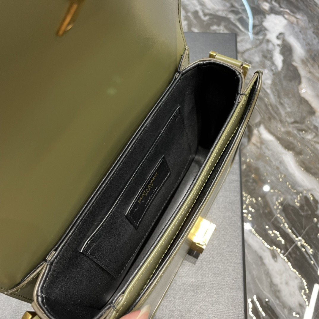 YSL SOLFERINO SMALL SATCHEL IN BOX SAINT LAURENT Avocado GREEN 7.4 X 5.1 X 1.9 INCHES