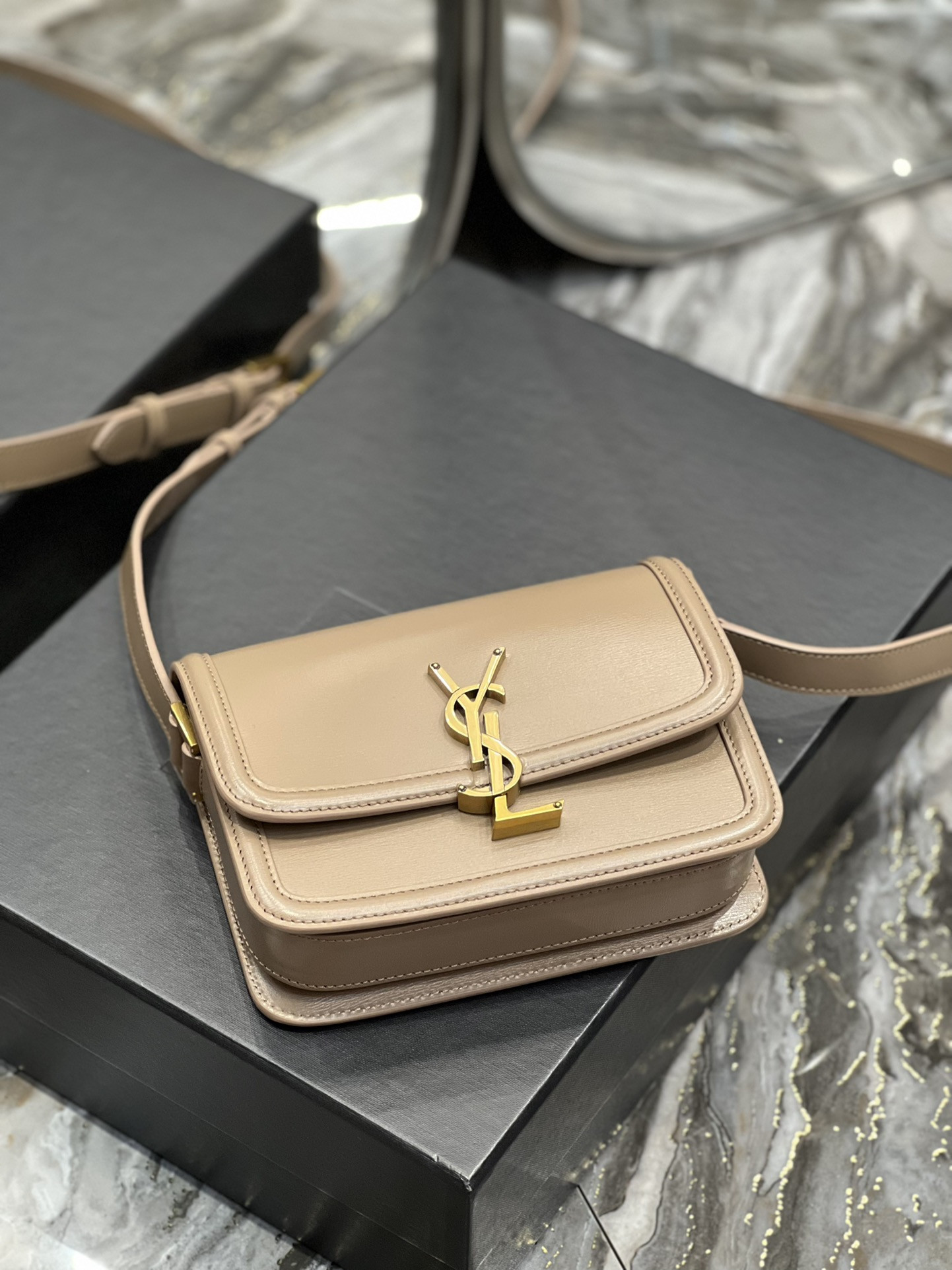 YSL SOLFERINO SMALL SATCHEL IN BOX SAINT LAURENT PINK 7.4 X 5.1 X 1.9 INCHES