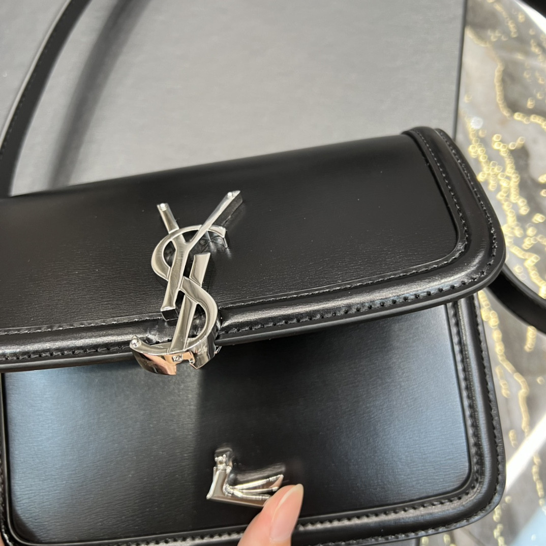 YSL SOLFERINO SMALL IN GLAZED LEATHER 7.4 X 5.1 X 1.9 INCHES