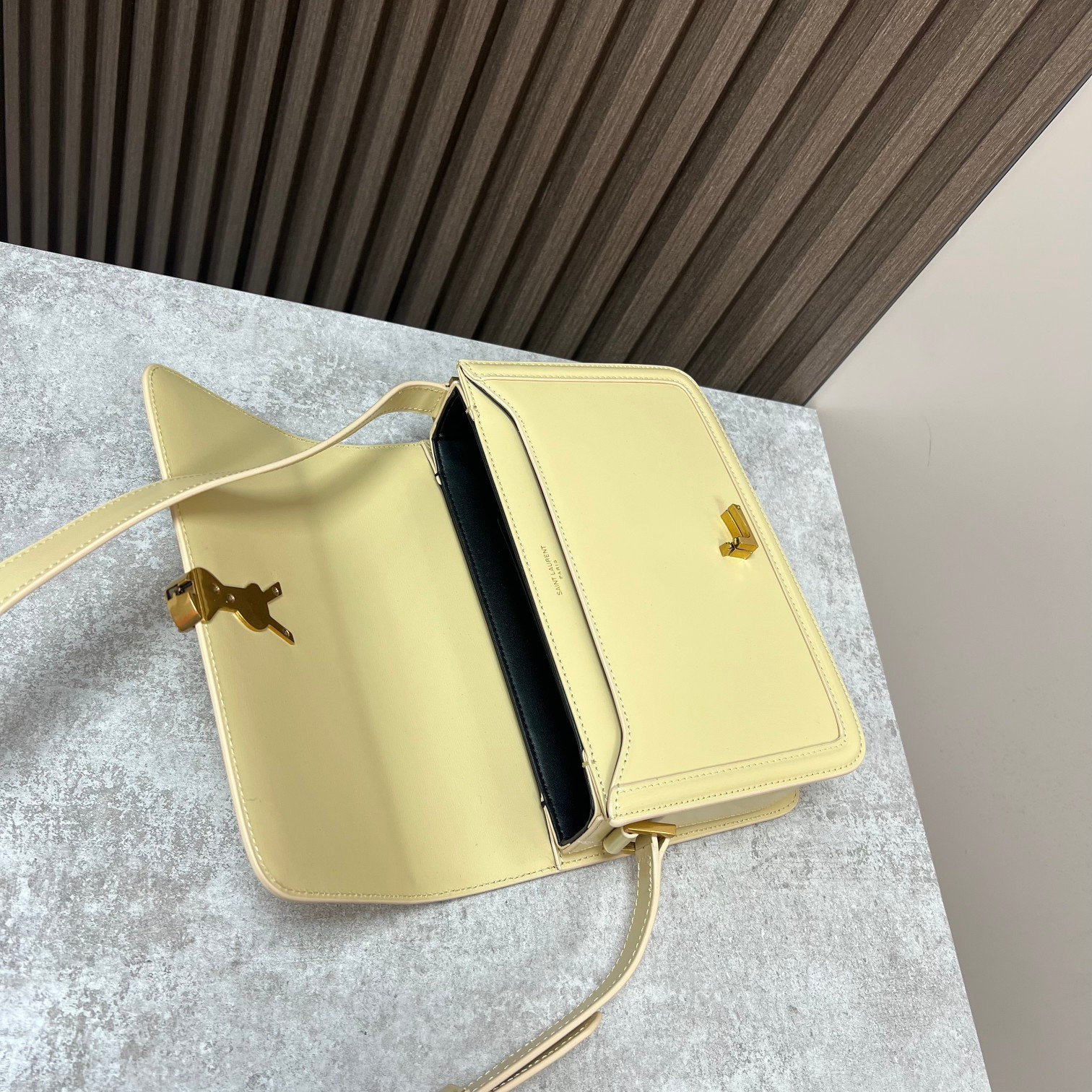 YSL SOLFERINO MEDIUM SATCHEL IN BOX SAINT LAURENT YELLOW 9.1 X 6.3 X 2.4 INCHES