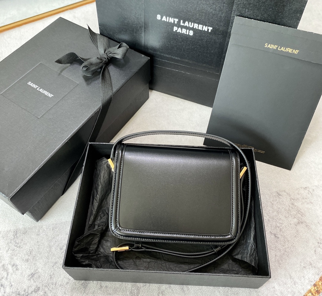 YSL SOLFERINO SMALL SATCHEL IN BOX SAINT LAURENT BLACK 7.4 X 5.1 X 1.9 INCHES