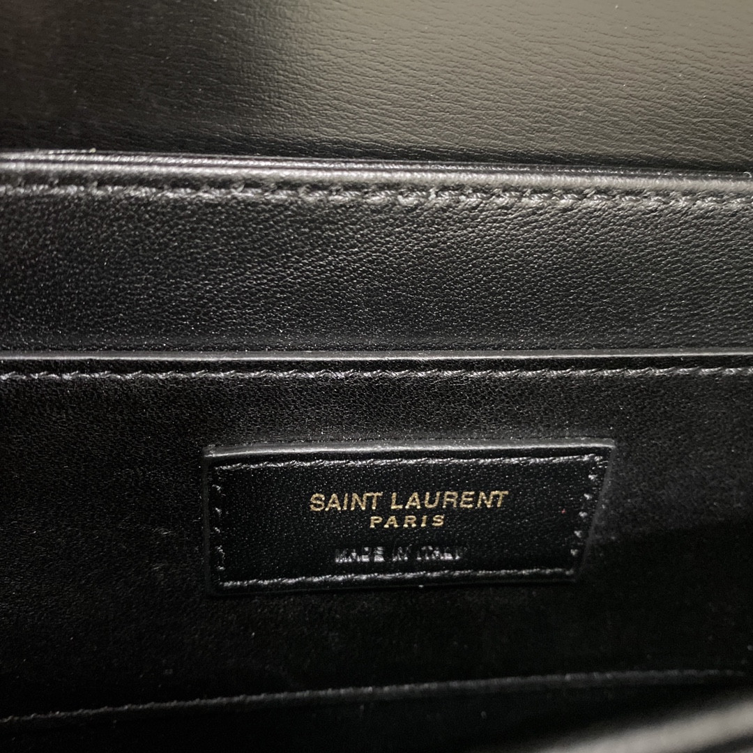 YSL SOLFERINO SMALL SATCHEL IN BOX SAINT LAURENT BLACK 7.4 X 5.1 X 1.9 INCHES