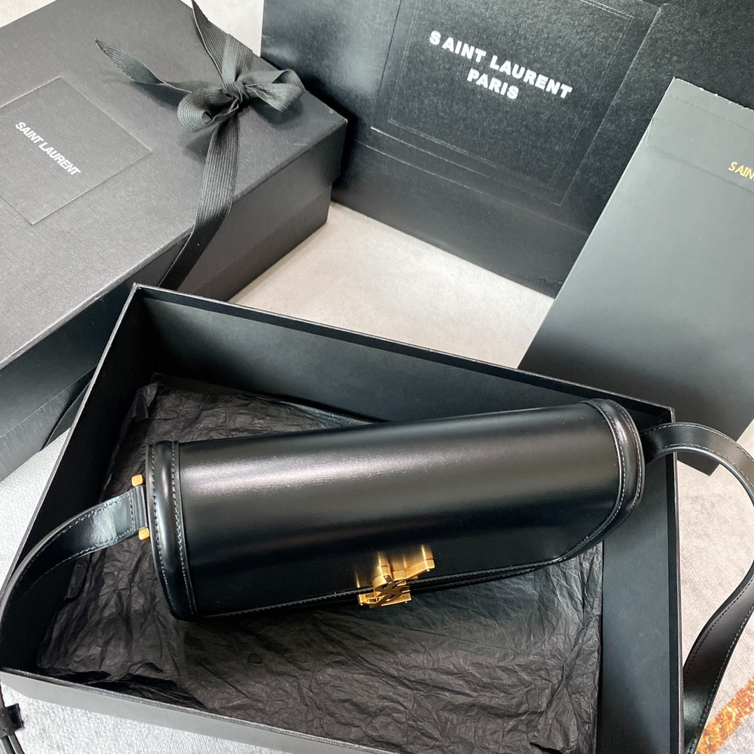 YSL SOLFERINO MEDIUM SATCHEL IN BOX SAINT LAURENT BLACK 9.1 X 6.3 X 2.4 INCHES