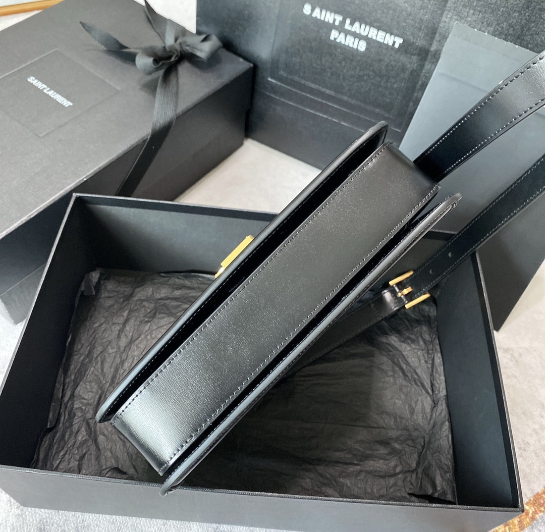 YSL SOLFERINO MEDIUM SATCHEL IN BOX SAINT LAURENT BLACK 9.1 X 6.3 X 2.4 INCHES