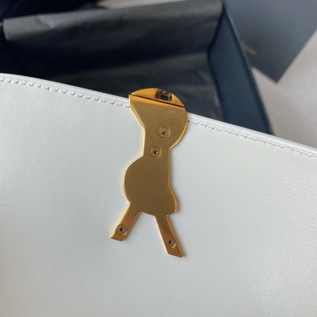 YSL SOLFERINO SMALL SATCHEL IN BOX SAINT LAURENT BLANC VINTAGE 7.4 X 5.1 X 1.9 INCHES