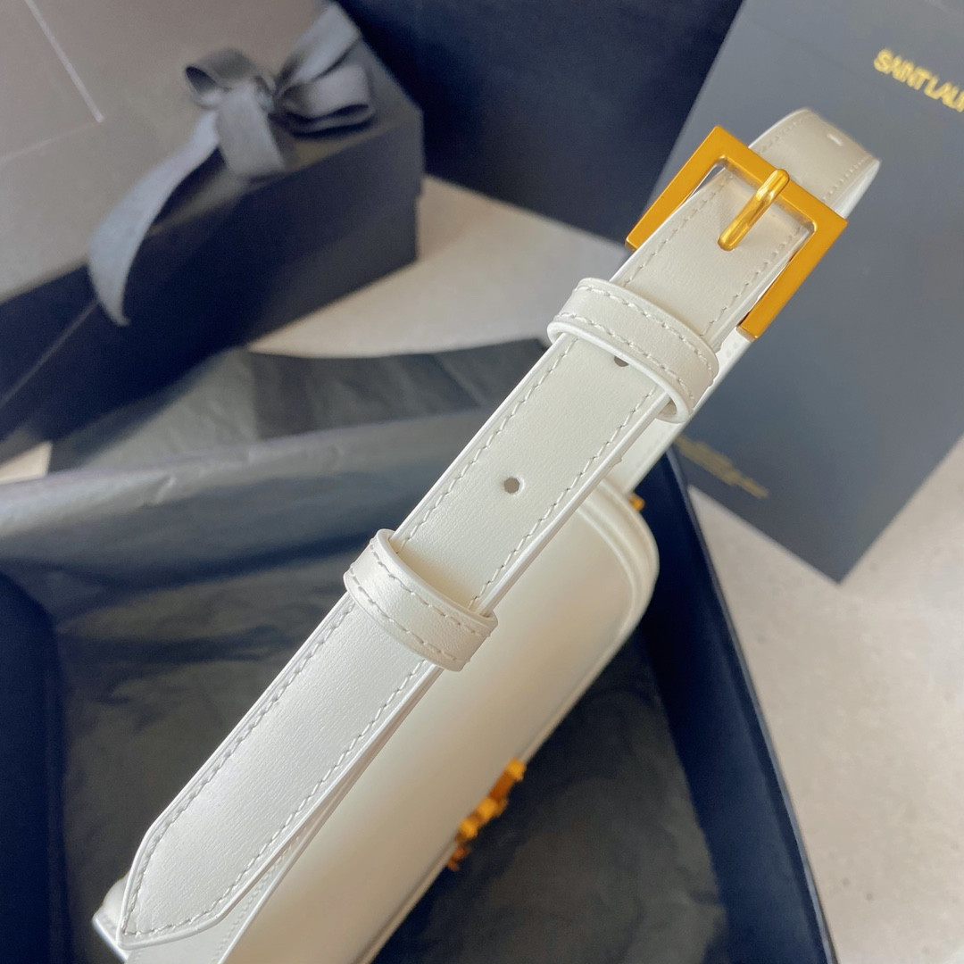 YSL SOLFERINO SMALL SATCHEL IN BOX SAINT LAURENT BLANC VINTAGE 7.4 X 5.1 X 1.9 INCHES