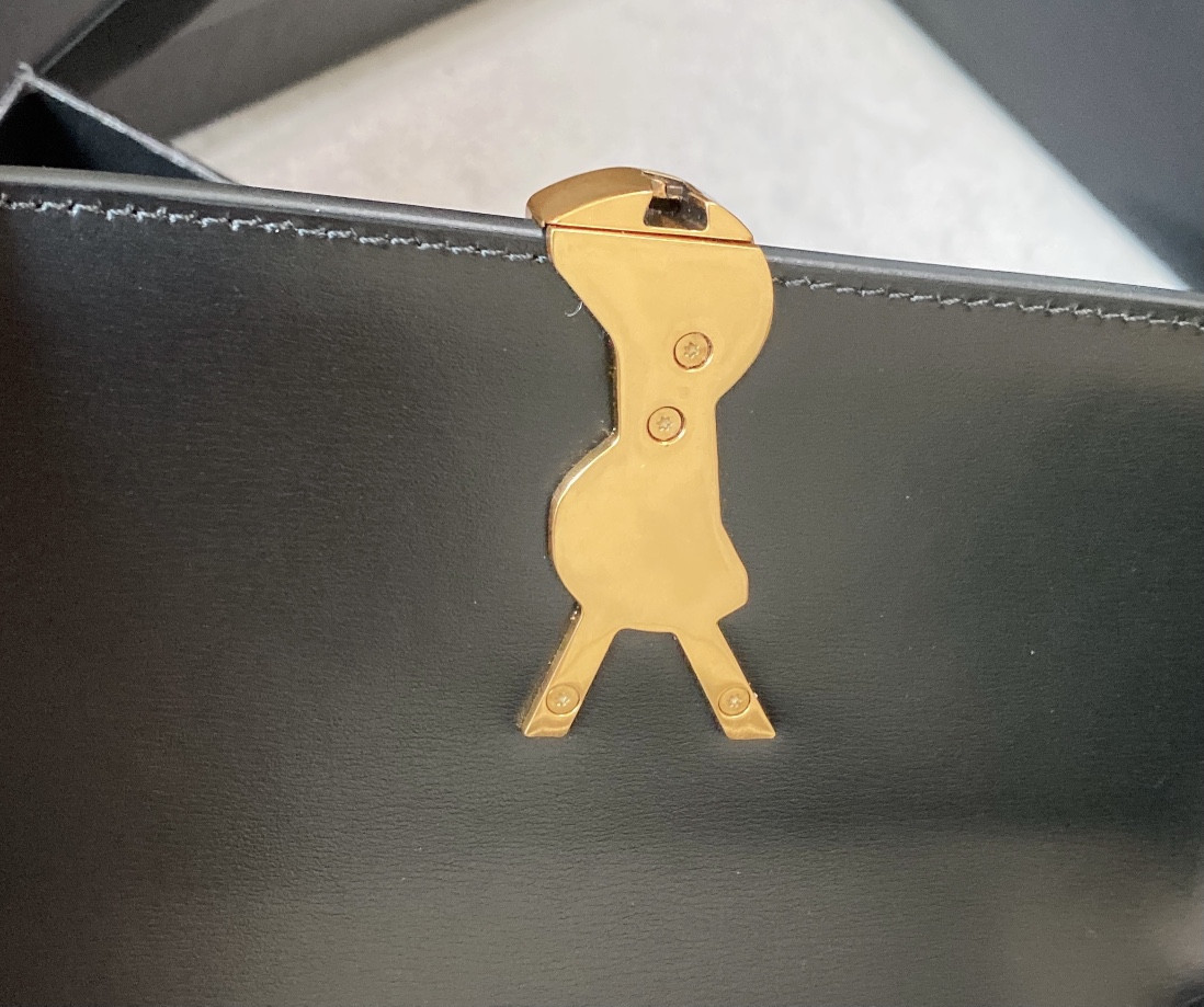 YSL SOLFERINO SMALL SATCHEL IN BOX SAINT LAURENT BLACK 7.4 X 5.1 X 1.9 INCHES