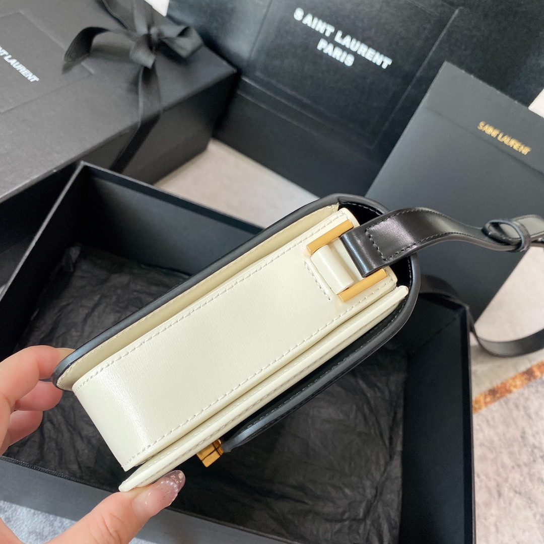 YSL SOLFERINO MEDIUM SATCHEL IN BOX SAINT LAURENT black white 9.1 X 6.3 X 2.4 INCHES