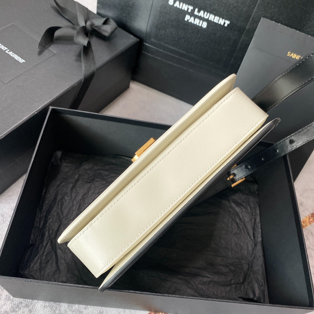 YSL SOLFERINO MEDIUM SATCHEL IN BOX SAINT LAURENT black white 9.1 X 6.3 X 2.4 INCHES