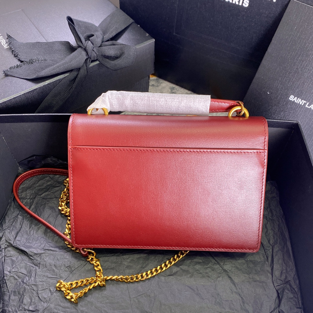 YSL SUNSET CHAIN WALLET IN SMOOTH LEATHER 7.4 X 5.5 X 2.1 INCHES