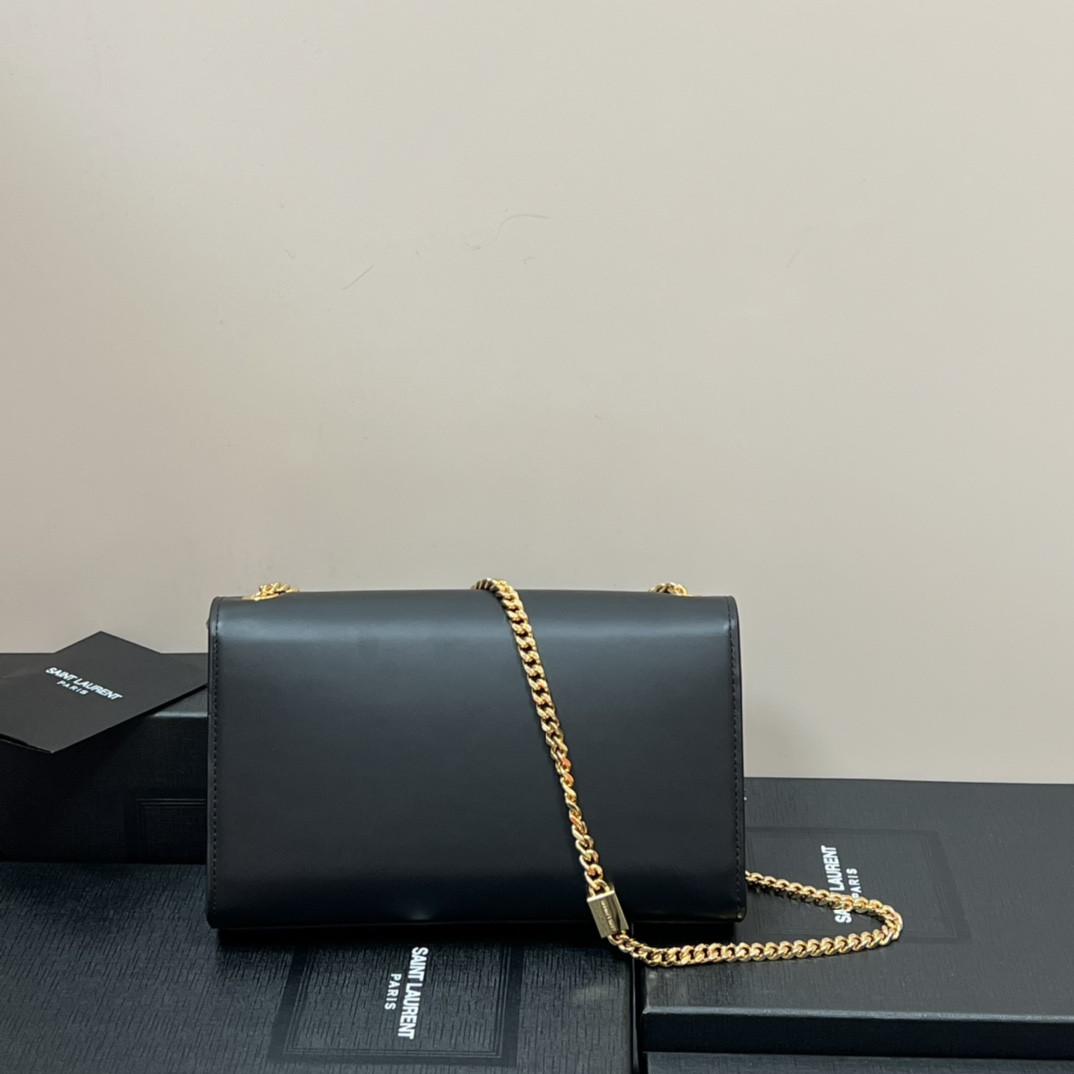 YSL KATE MEDIUM IN SMOOTH LEATHER BLACK 9.4 X 5.7 X 2.1 INCHES