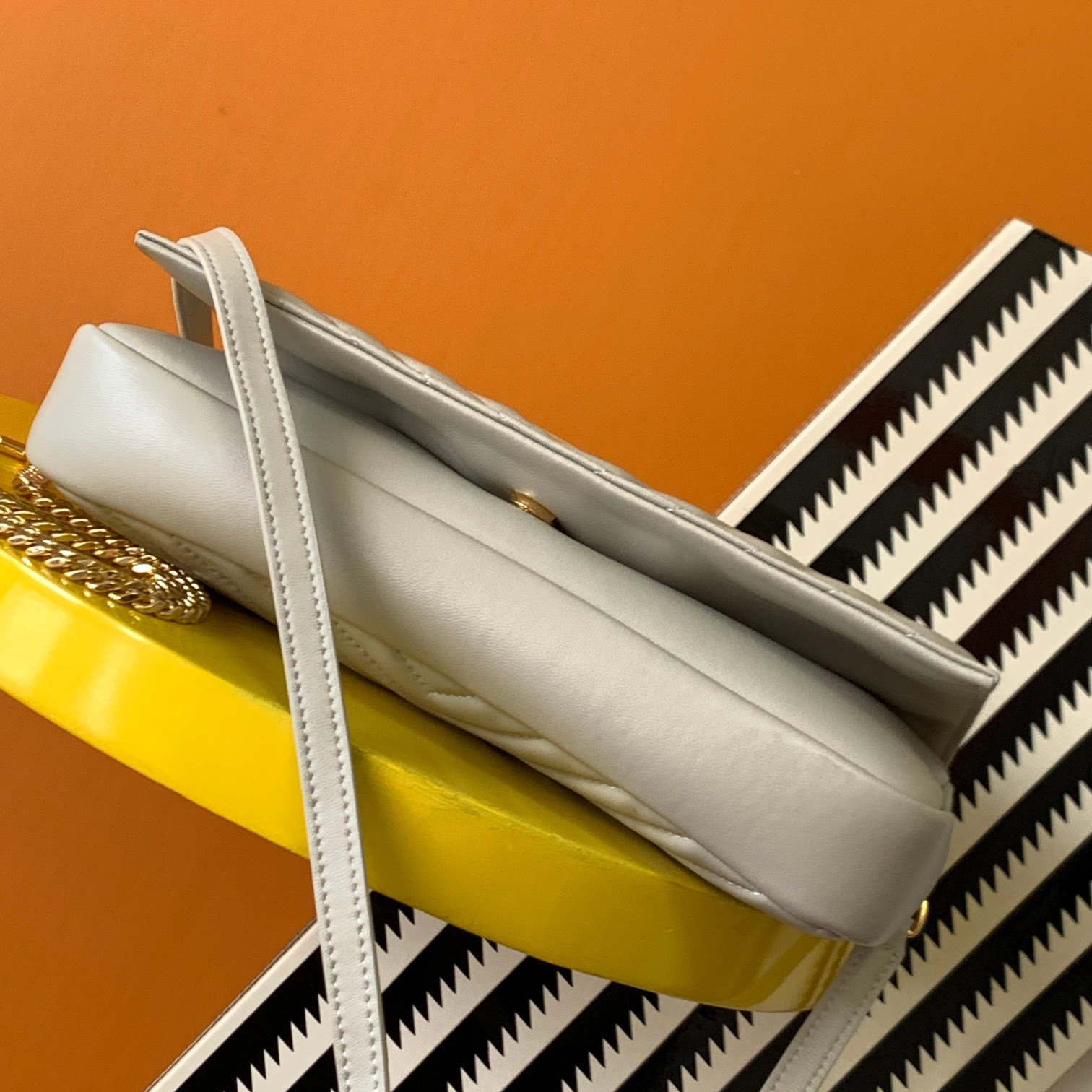 YSL KATE 99 IN QUILTED NAPPA LEATHER WHITE 10.2 X 5.3 X 1.7 INCHES