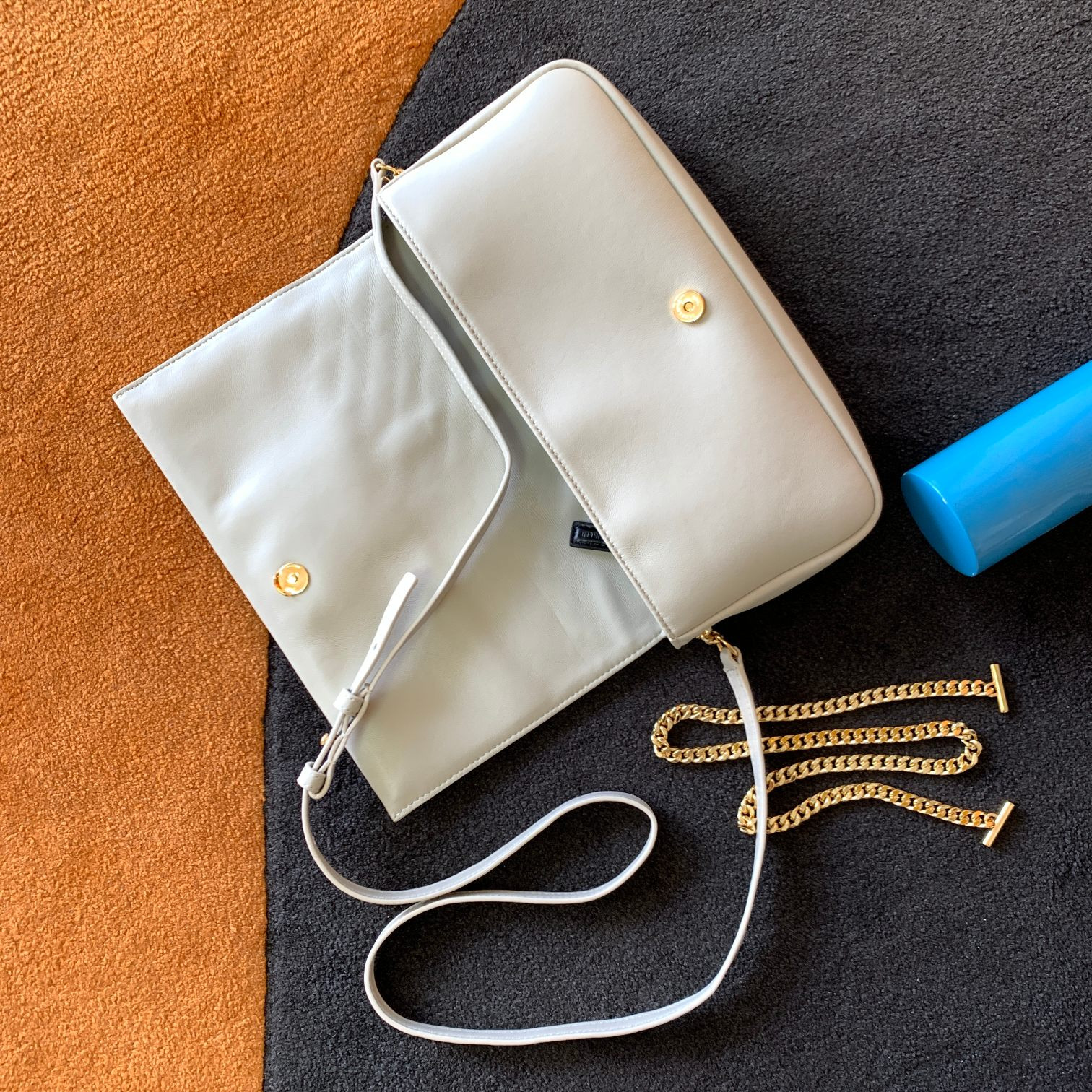 YSL KATE 99 IN QUILTED NAPPA LEATHER WHITE 10.2 X 5.3 X 1.7 INCHES