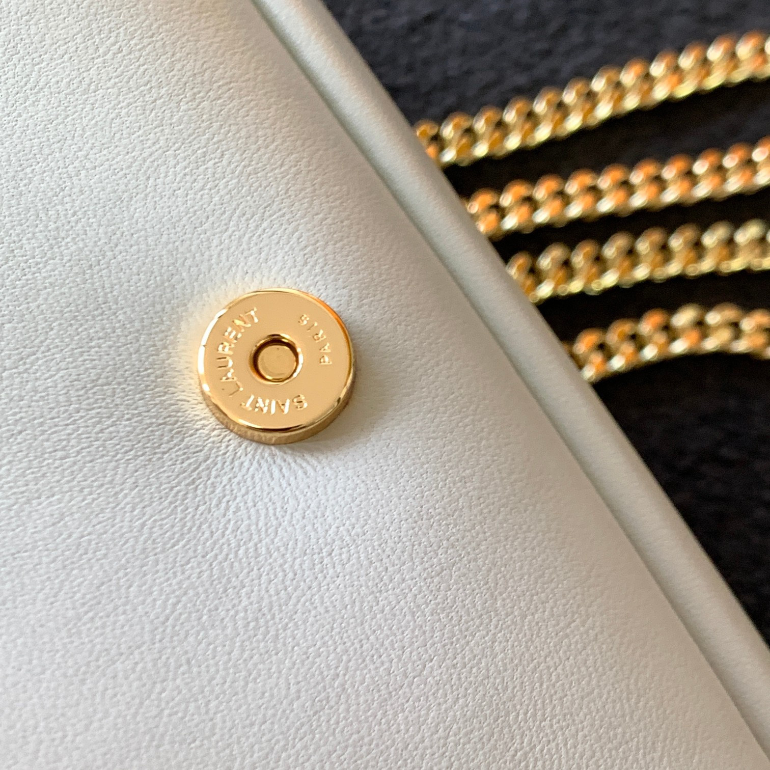 YSL KATE 99 IN QUILTED NAPPA LEATHER WHITE 10.2 X 5.3 X 1.7 INCHES