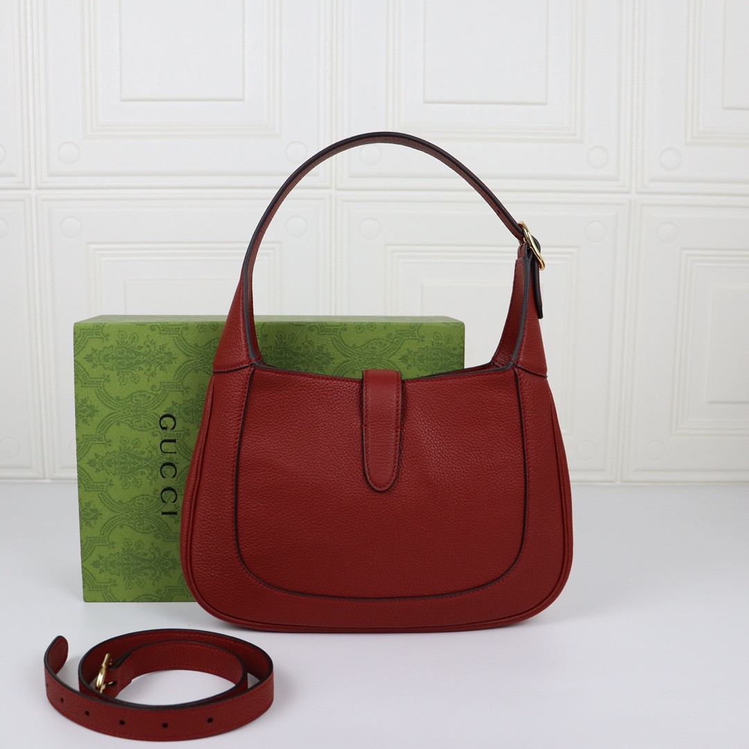 GUCCI JACKIE SMALL SHOULDER BAG Rosso Ancora 10.8"W x 7.5"H x 1.6"D