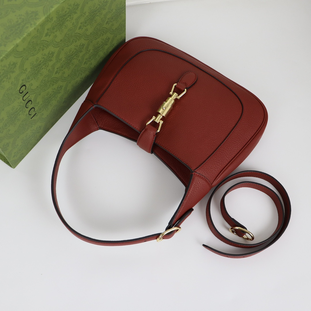 GUCCI JACKIE SMALL SHOULDER BAG Rosso Ancora 10.8"W x 7.5"H x 1.6"D