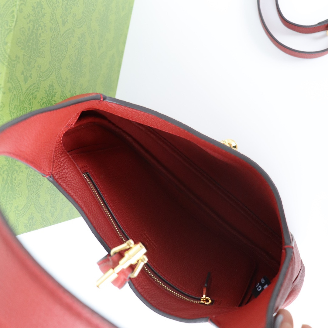 GUCCI JACKIE SMALL SHOULDER BAG Rosso Ancora 10.8"W x 7.5"H x 1.6"D