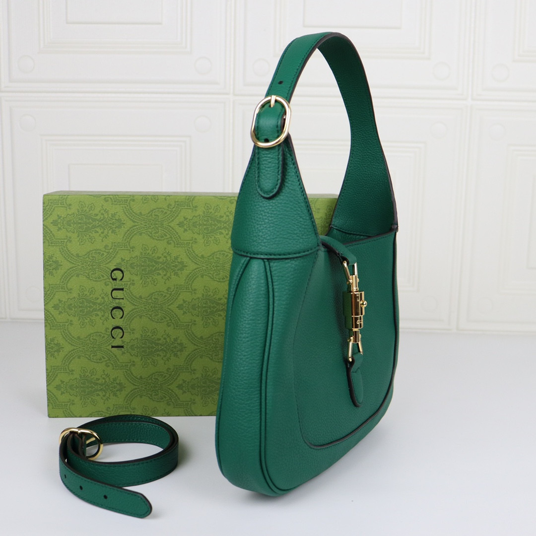 GUCCI JACKIE SMALL SHOULDER BAG Green 10.8"W x 7.5"H x 1.6"D