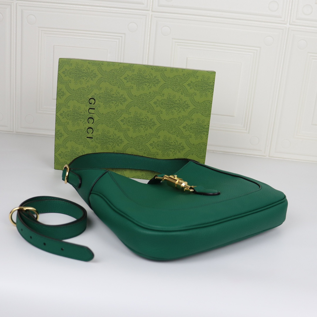 GUCCI JACKIE SMALL SHOULDER BAG Green 10.8"W x 7.5"H x 1.6"D
