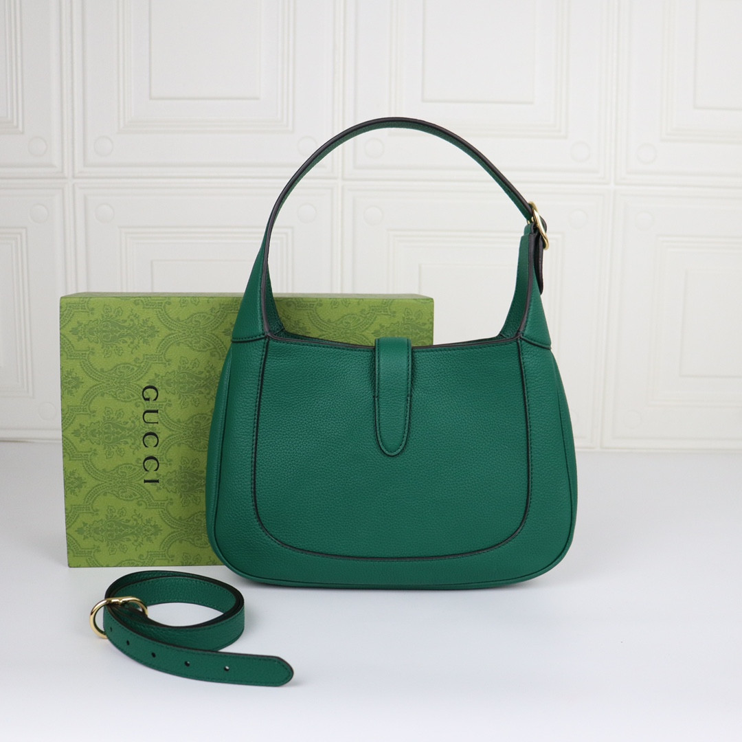 GUCCI JACKIE SMALL SHOULDER BAG Green 10.8"W x 7.5"H x 1.6"D
