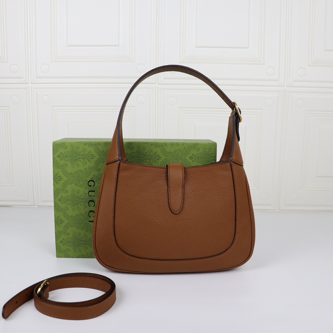 GUCCI JACKIE SMALL SHOULDER BAG Brown 10.8"W x 7.5"H x 1.6"D