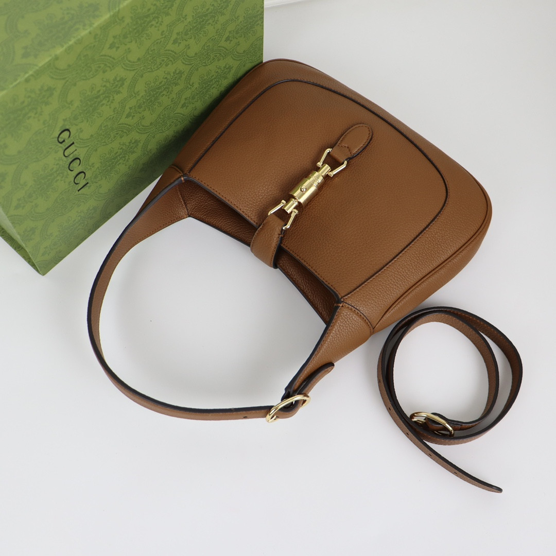 GUCCI JACKIE SMALL SHOULDER BAG Brown 10.8"W x 7.5"H x 1.6"D