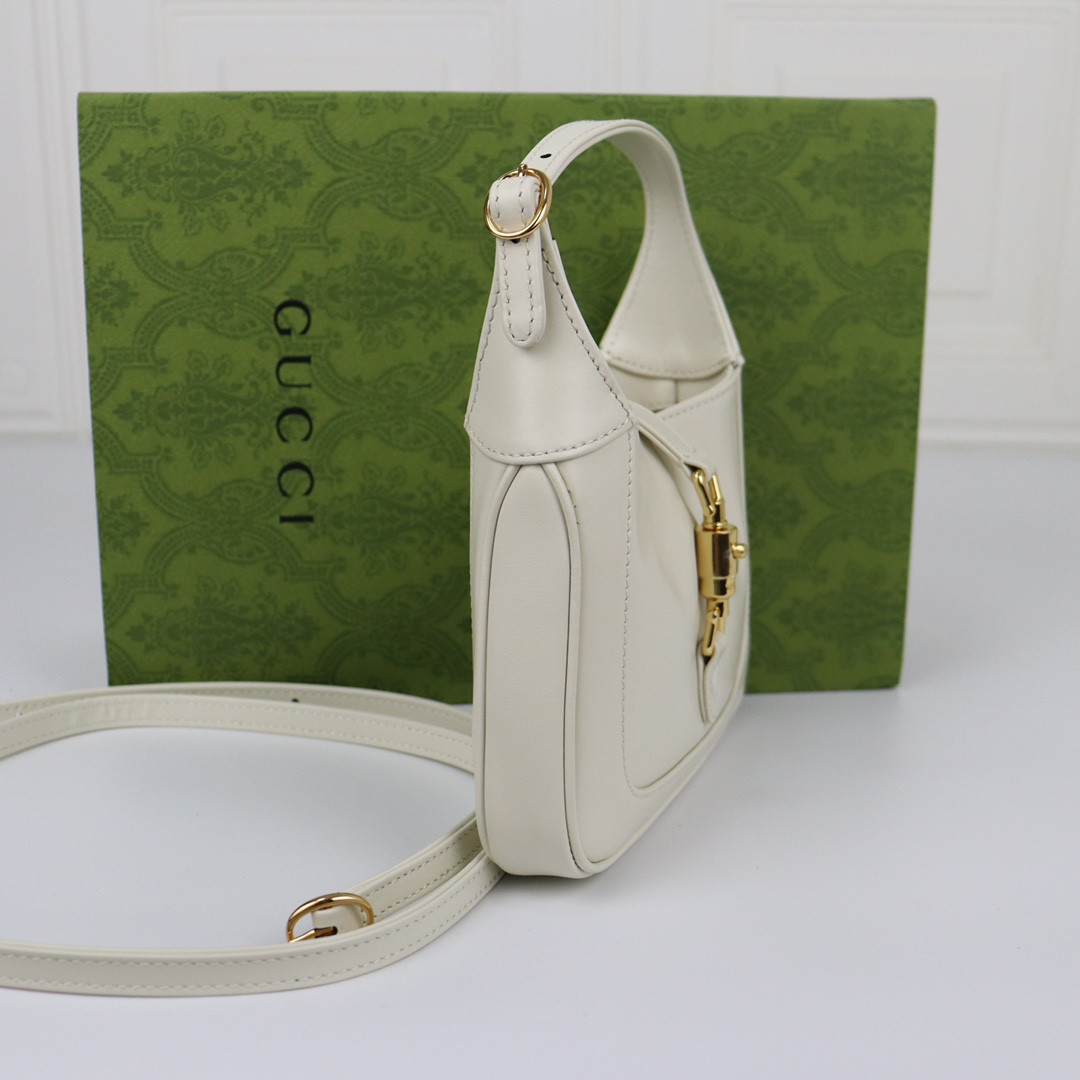 GUCCI JACKIE 1961 MINI SHOULDER BAG White 7.5"W x 5.1"H x 1.2"D