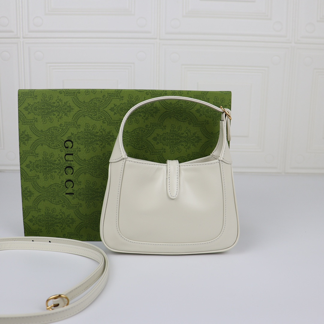 GUCCI JACKIE 1961 MINI SHOULDER BAG White 7.5"W x 5.1"H x 1.2"D