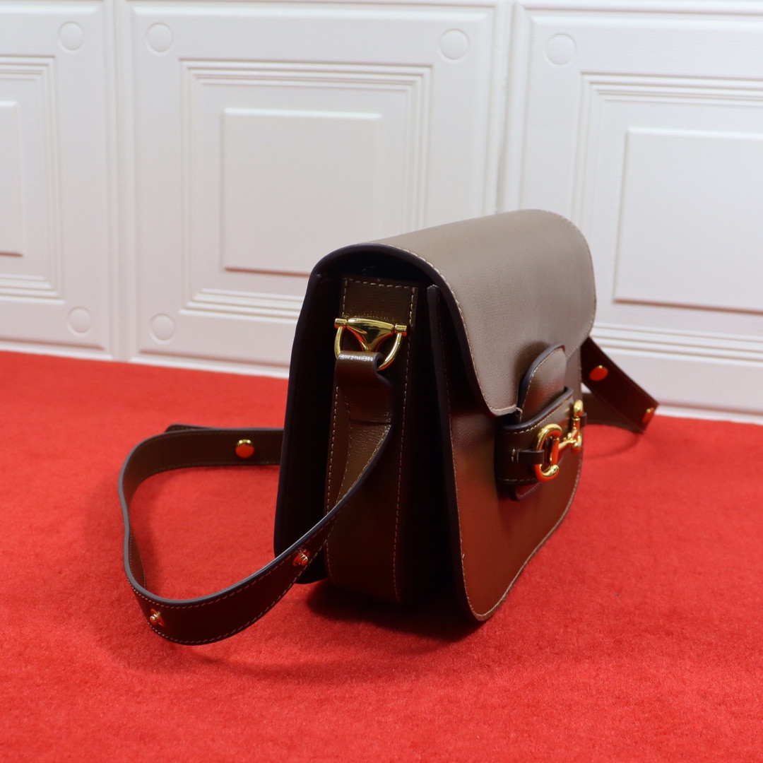 GUCCI HORSEBIT 1955 SHOULDER BAG BROWN 9.8"W x 7"H x 3.1"D