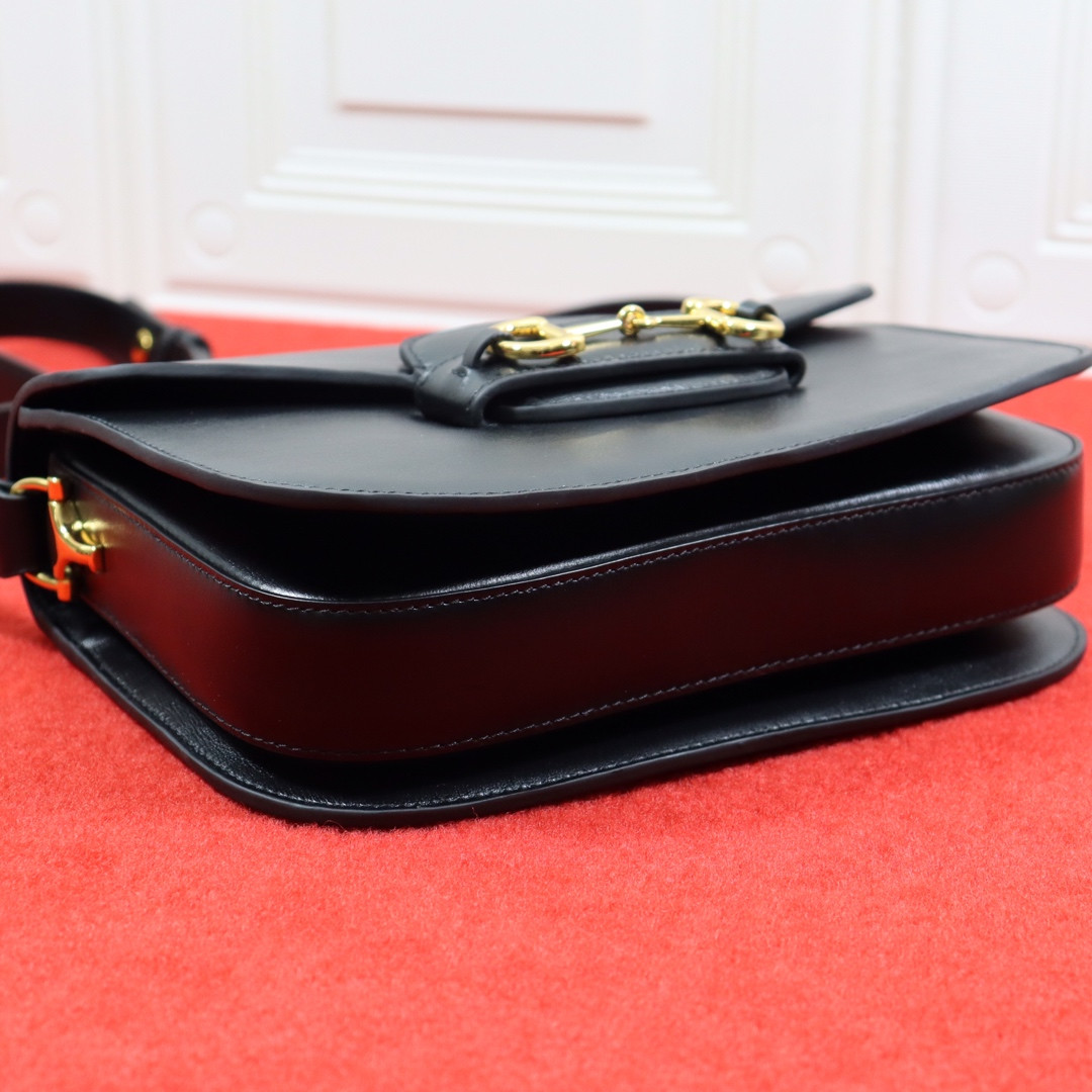 GUCCI HORSEBIT 1955 SHOULDER BAG BLACK 9.8"W x 7"H x 3.1"D
