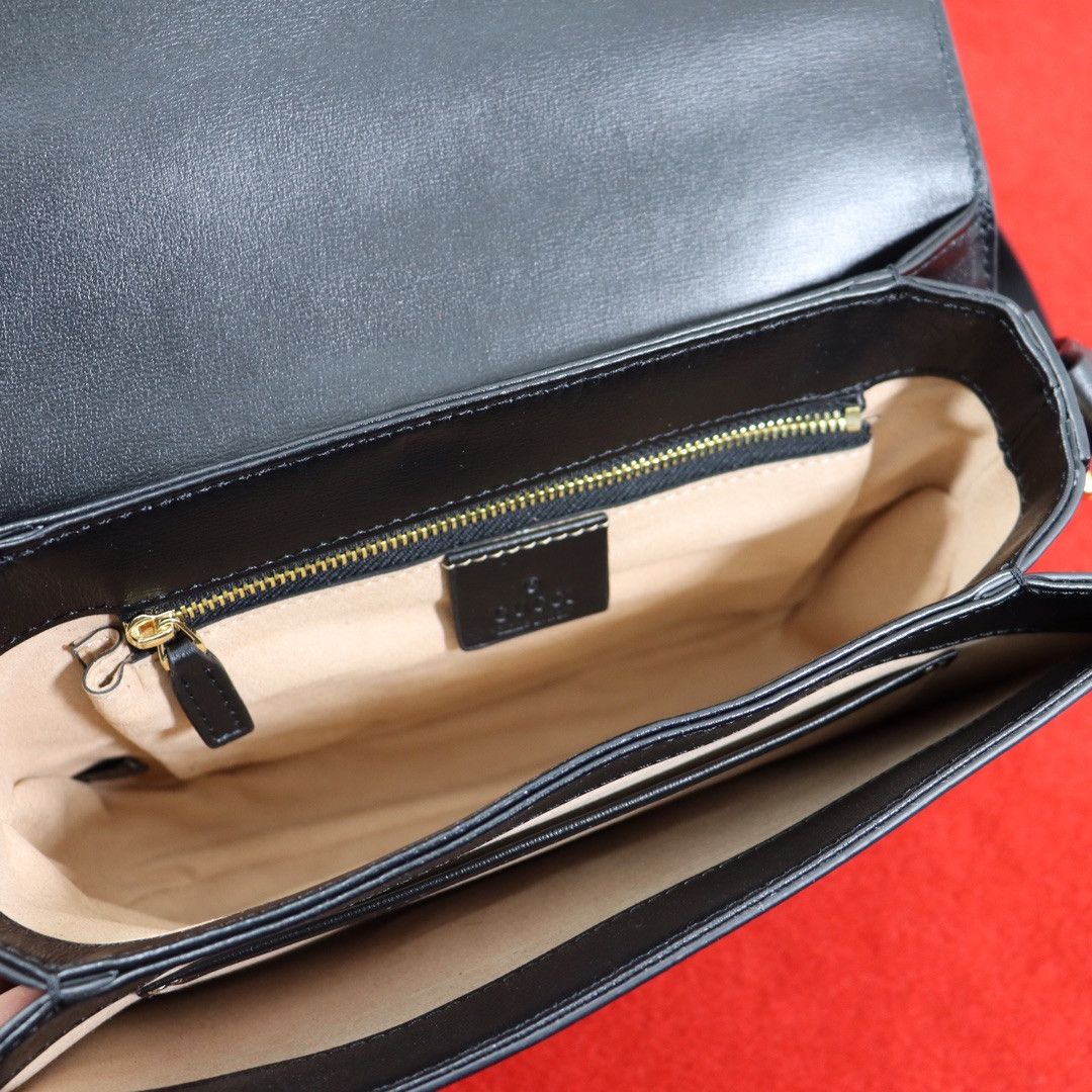 GUCCI HORSEBIT 1955 SHOULDER BAG BLACK 9.8"W x 7"H x 3.1"D