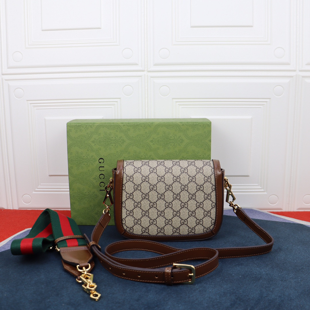 GUCCI HORSEBIT 1955 MINI BAG Beige and ebony 8.1"W x 5.7"H x 2"D