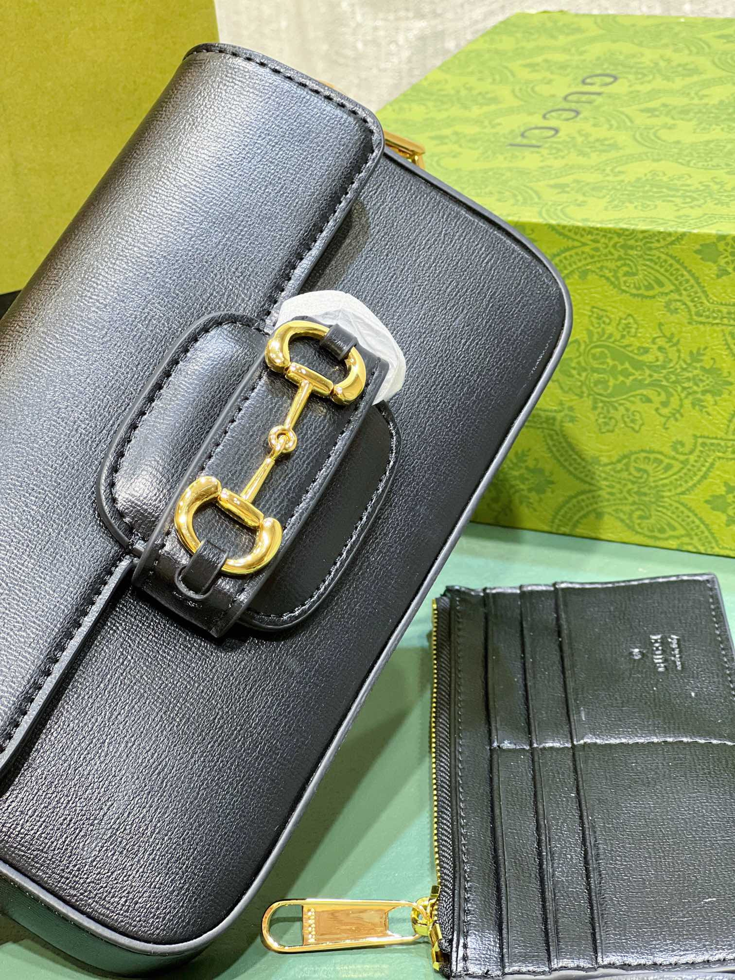 GUCCI HORSEBIT 1955 MINI BAG BLACK 8.5"W x 4.9"H x 1.2"D