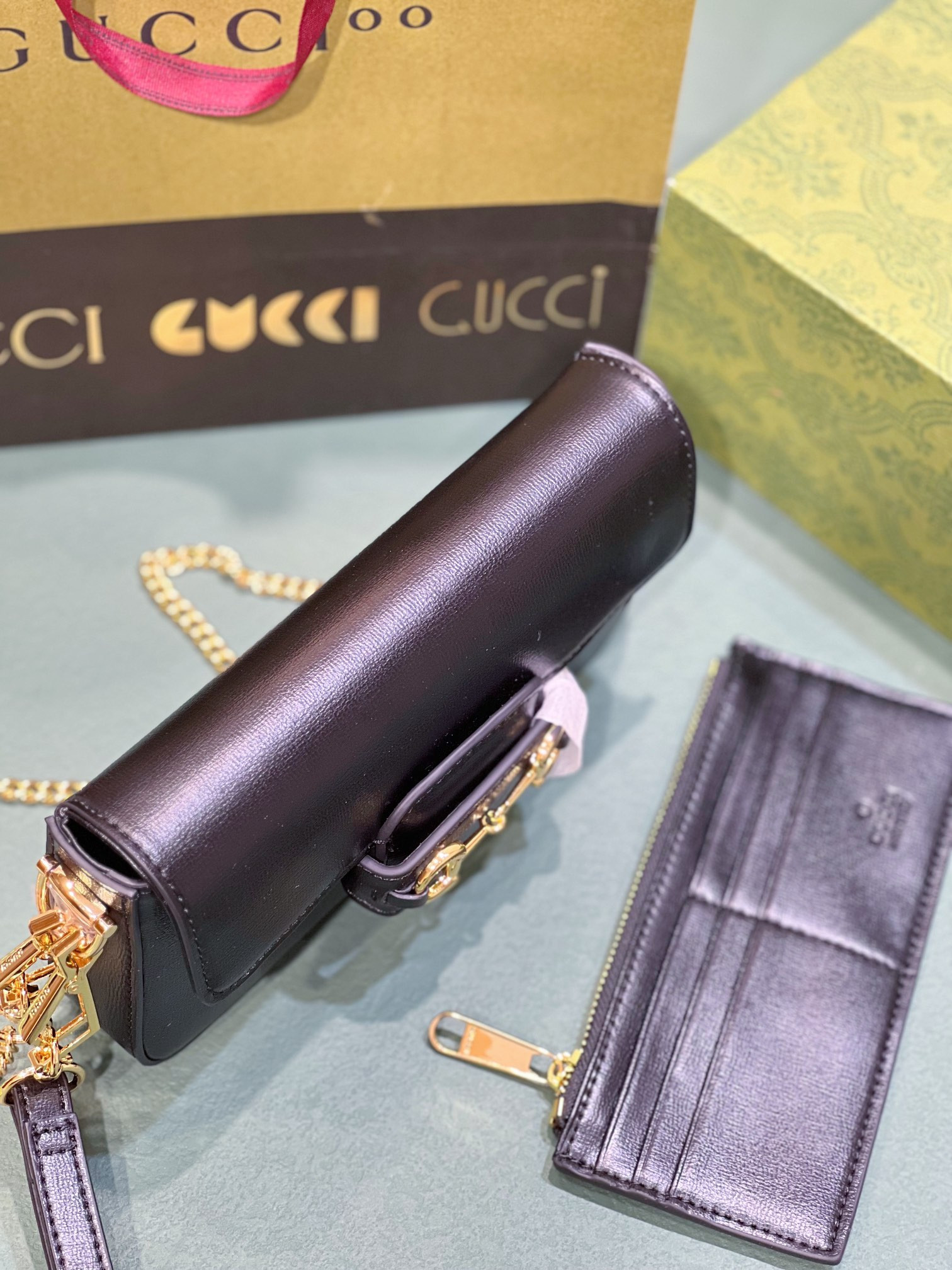 GUCCI HORSEBIT 1955 MINI BAG BLACK 8.5"W x 4.9"H x 1.2"D