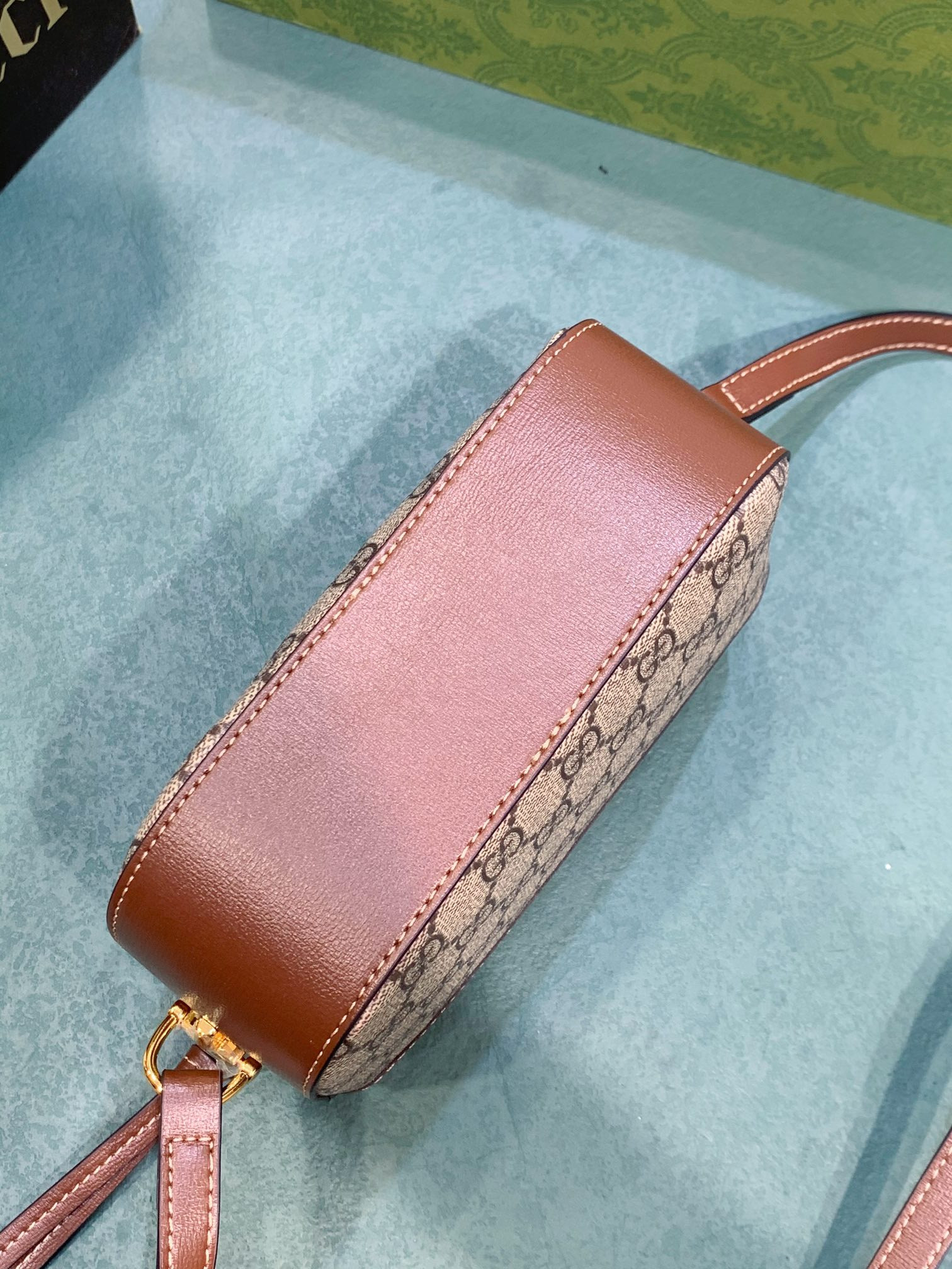 GUCCI HORSEBIT 1955 SMALL SHOULDER BAG Beige and ebony 7.9"W x 5.1"H x 2.4"D