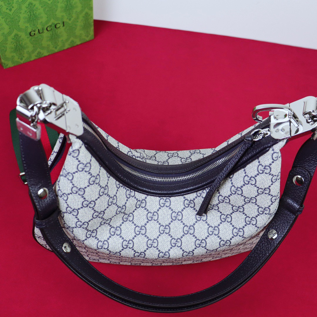 GUCCI ATTACHE MEDIUM SHOULDER BAG BEIGE BLUE 13.8″W x 12.6″H x 2.4″D