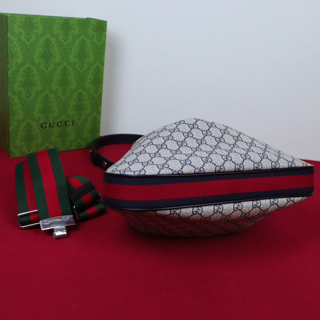 GUCCI ATTACHE MEDIUM SHOULDER BAG BEIGE BLUE 13.8″W x 12.6″H x 2.4″D