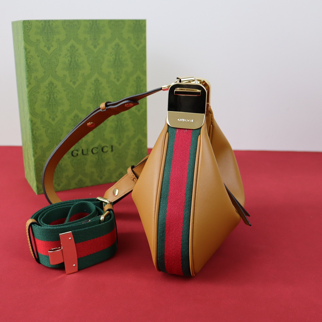 GUCCI ATTACHE SMALL SHOULDER BAG BROWN 9"W x 8.7"H x 2"D