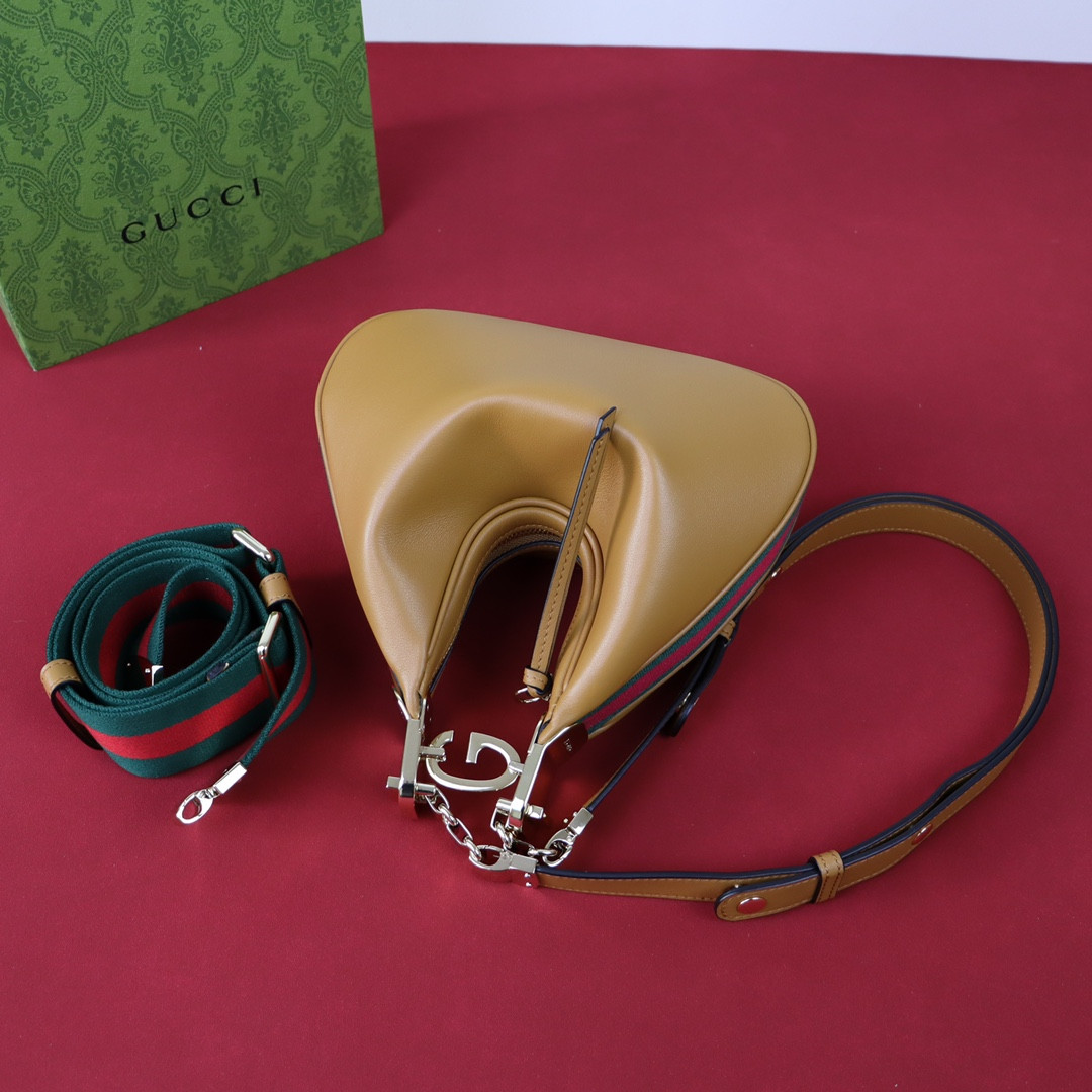 GUCCI ATTACHE SMALL SHOULDER BAG BROWN 9"W x 8.7"H x 2"D