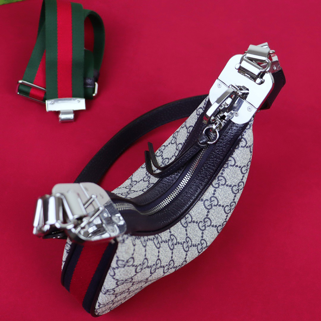 GUCCI ATTACHE SMALL SHOULDER BAG Beige and blue 9"W x 8.7"H x 2"D