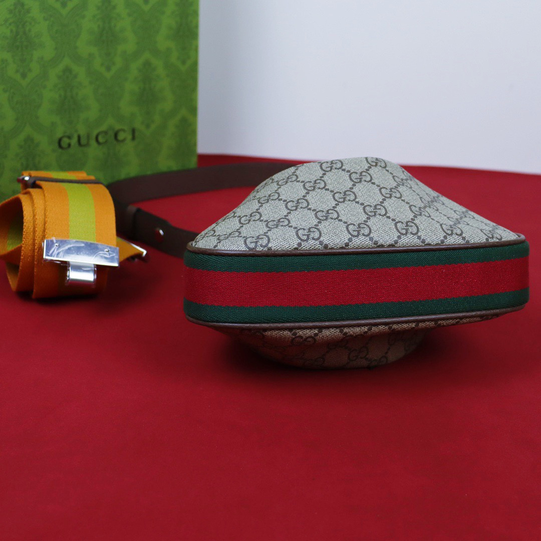 GUCCI ATTACHE SMALL SHOULDER BAG Beige and blue 9"W x 8.7"H x 2"D