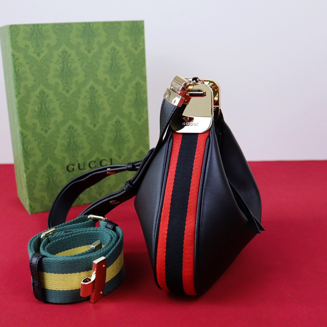 GUCCI ATTACHE SMALL SHOULDER BAG BLACK 9"W x 8.7"H x 2"D