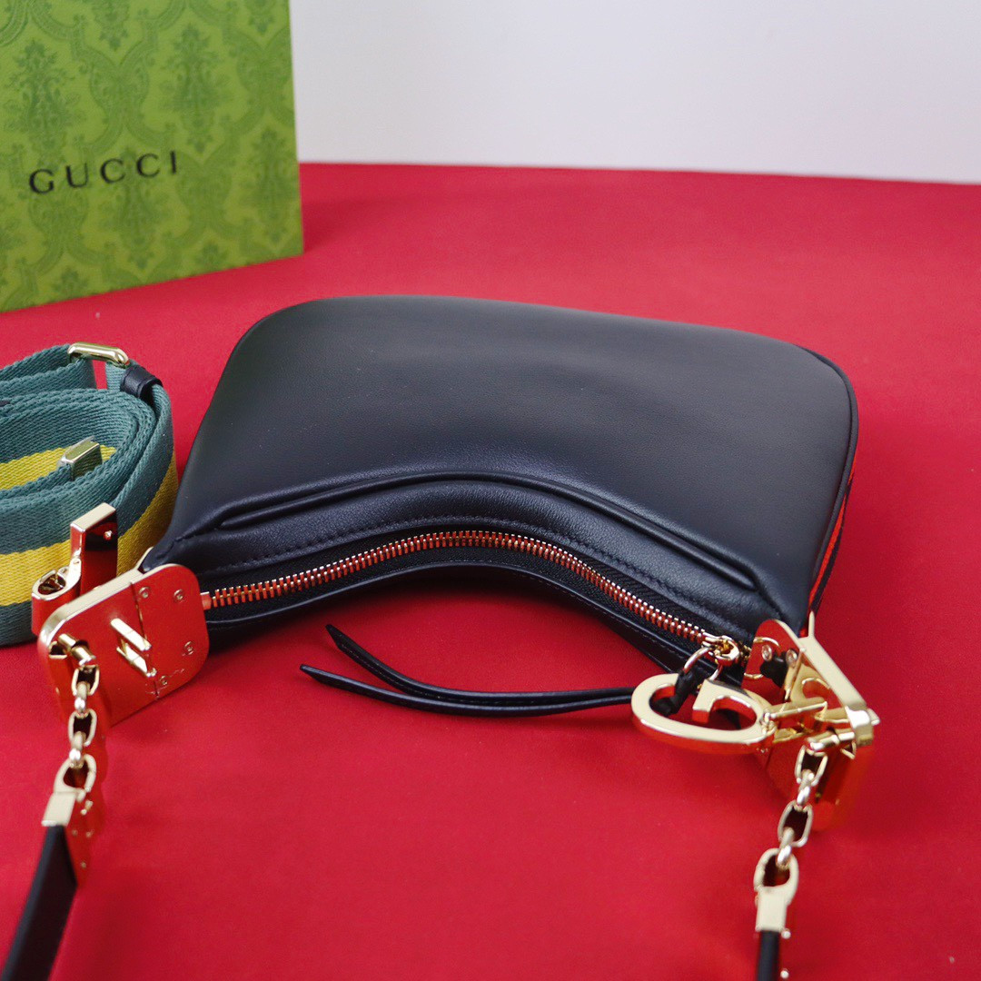 GUCCI ATTACHE SMALL SHOULDER BAG BLACK 9"W x 8.7"H x 2"D
